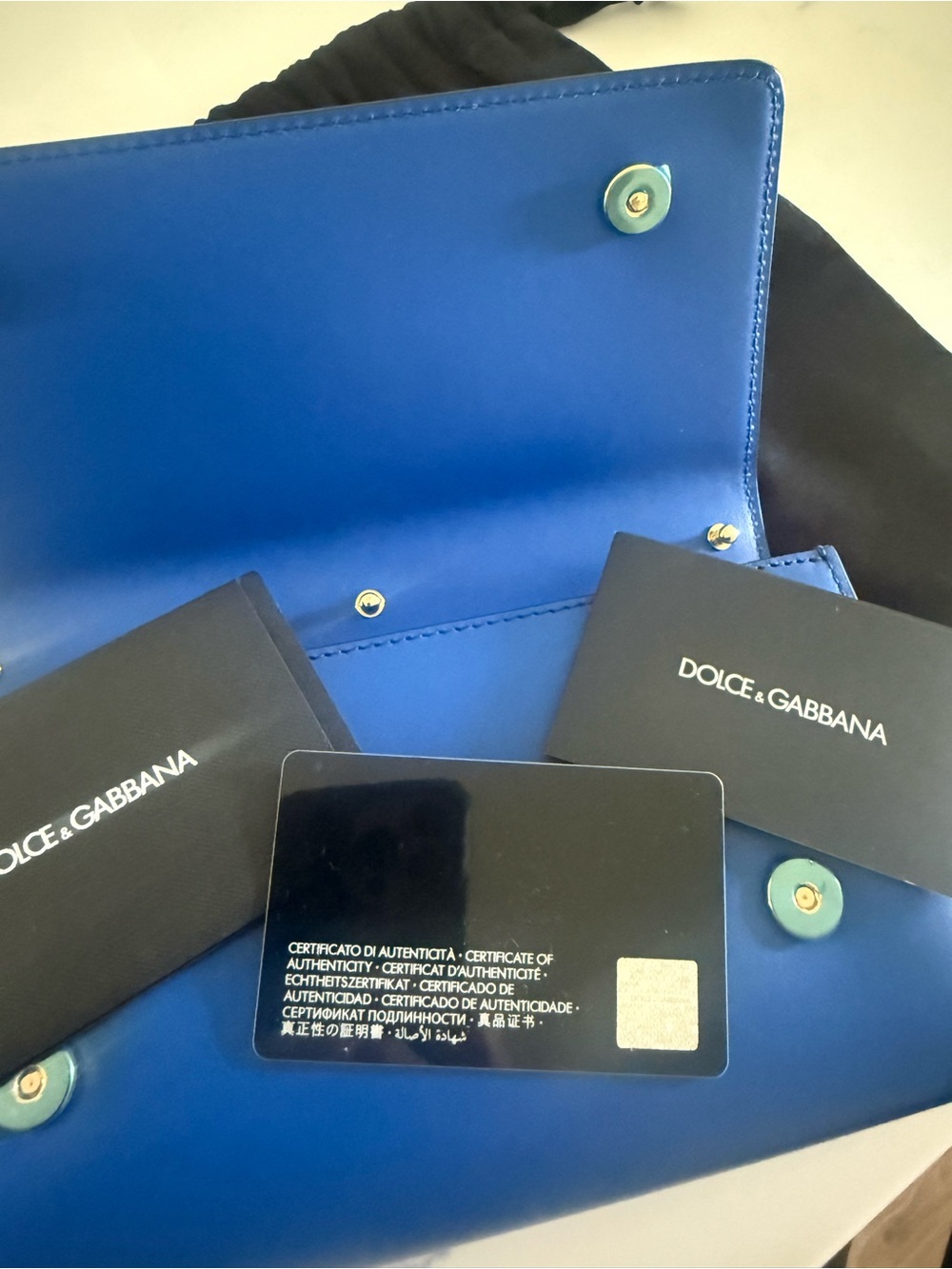 Dolce & Gabbana Royal Blue Leather Clutch with Gold DG Emblem - Picture 4 of 6